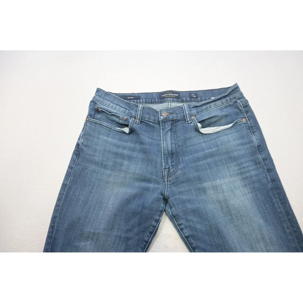 Lucky Brand 121 Slim Jeans Mens‎ 34x30 Blue Medium Wash Stretch Denim Excellent